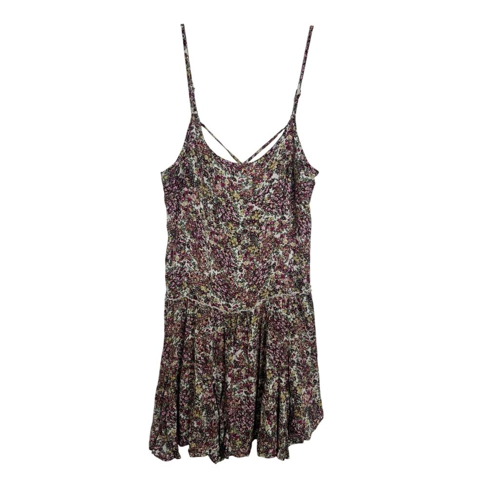 Floral Tiered Strappy Mini Dress Medium Riffle Festival Flowy Boho Cowgirl Rodeo